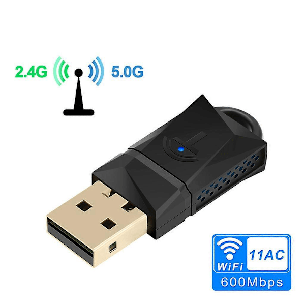 600 Mbps Mini Nätverkskort Wifi-adapter Dubbelbands 2.4G/5.0G Trådlös AC Stöd för Windows10/8.1/8/7/xp/vista/linux