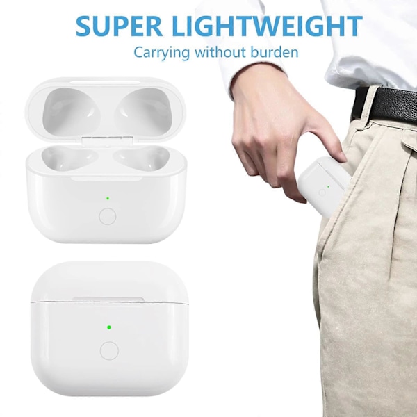 Trådløst Ladeetui Udskiftning Kompatibel med AirPods 3. Generation Ladeetui med Hurtig Opladning og Bluetooth Parrings Synkroniseringsknap (Hvid)