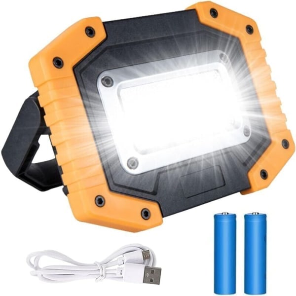 Genopladelig LED Projektør 30W 2000LM Byggeplads Projektør Arbejdslampe 3 Tilstande Bærbar Lanterne USB LED Projektør til Camping, Konstruktion