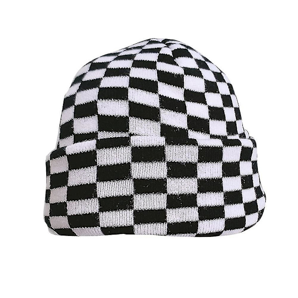 Vinterhatte til Kvinder og Mænd - Koeprint, Ternet Mønster, Beanie, Strikket, Blød, Varmt, Slouchy, Skiløberhat