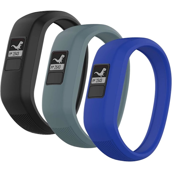 (3-pack) Band Kompatibel med Garmin Vivofit Jr, Jr 2, 3 Band, All-in-one Silikon Stretchbar Ersättningsarmband för Barn Pojkar Flickor (ingen Tracker) - B