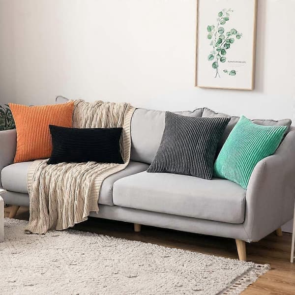 2-pack sammetskuddfodral 12 x 20 tum Lumbar Kuddfodral Svart Kuddfodral för Soffa Sovrum Soffan