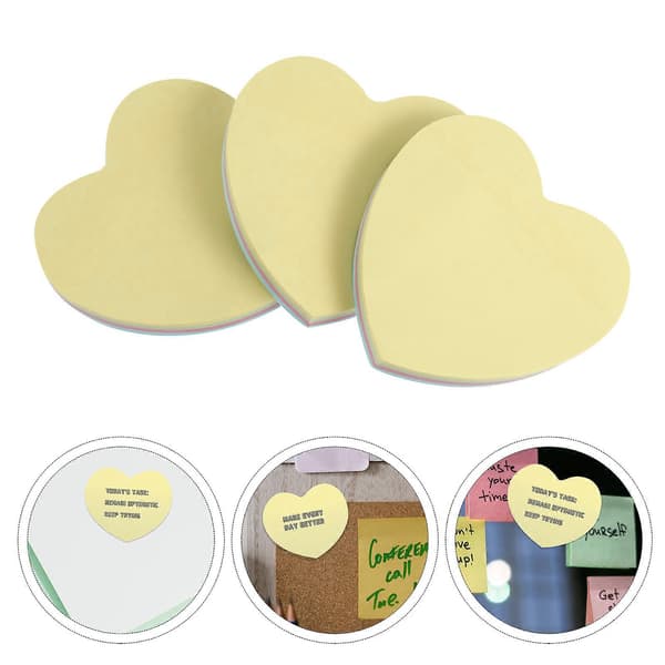 3 stk Post-it-lapper Sticky Notes Sticky Pad Sticky Bokmerke Hjerte Post-its