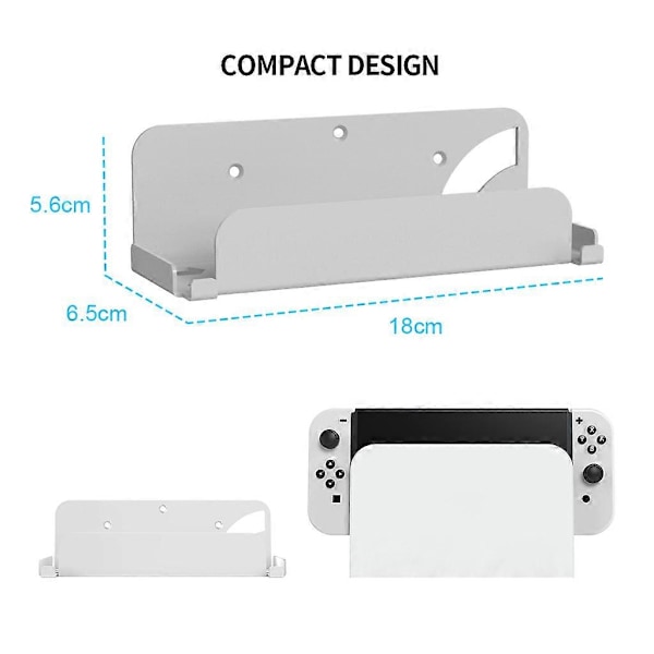Veggfeste for NS Switch, Kontrollerveggmontert Hengerholder Konsoll Oppbevaringsstativ Plassbesparende Bak TV for Switch OLED