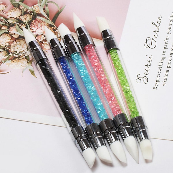 2 stk. Neglekunst Dobbeltsidet Silikonpen - Sort Silikonprægnings Penmakeup