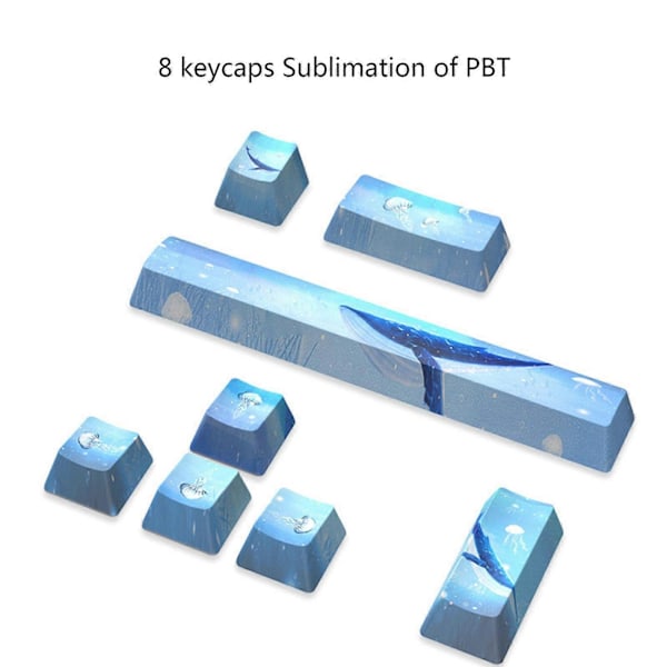 DIY Mekanisk Tastatur for Tastlokk for 8 Taster PBT Fem-Siders Fargesublimert Tastlokk OEM Profil 6.25 Mellomrom ESC Enter Direkte