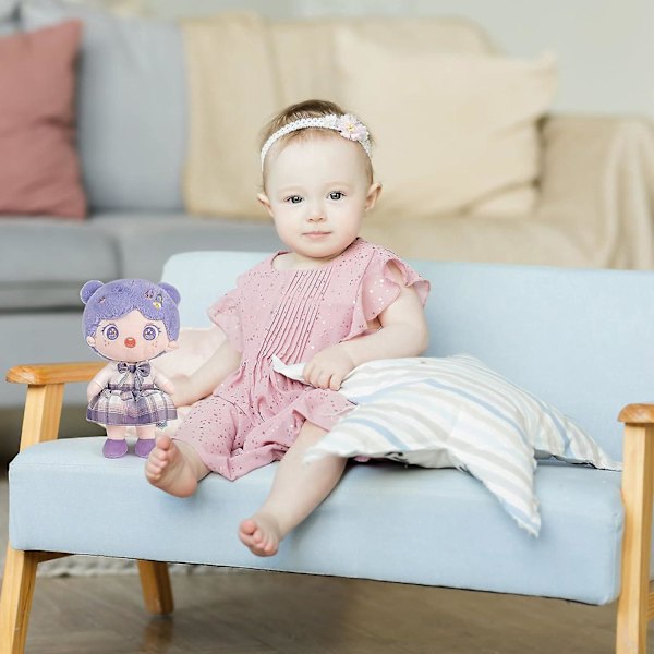 Min Första Babydocka, Söt Trasdocka Mjuk Första Babydockor För 1-Åriga Flickor För Spädbarn Barn Pojke Flicka Småbarn Lila 9