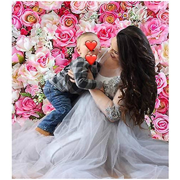 3D Rosblommor Fotobakgrund Rosa Röd Ros Fotobakgrund För Bilder 5x3ft Vinyl Nyfödd Baby Bröllopsdusch Födelsedagsfest Banner Tårta Tabl