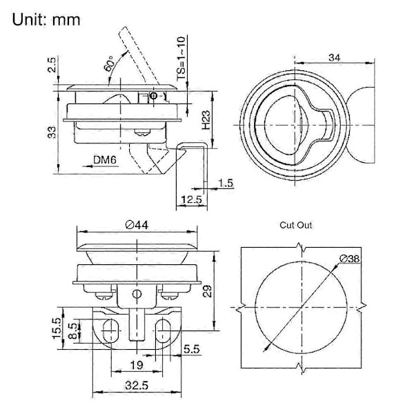 Plastik Flush Pull Hatch Latch Slam Latch til RV Marine Båd RV Hvid