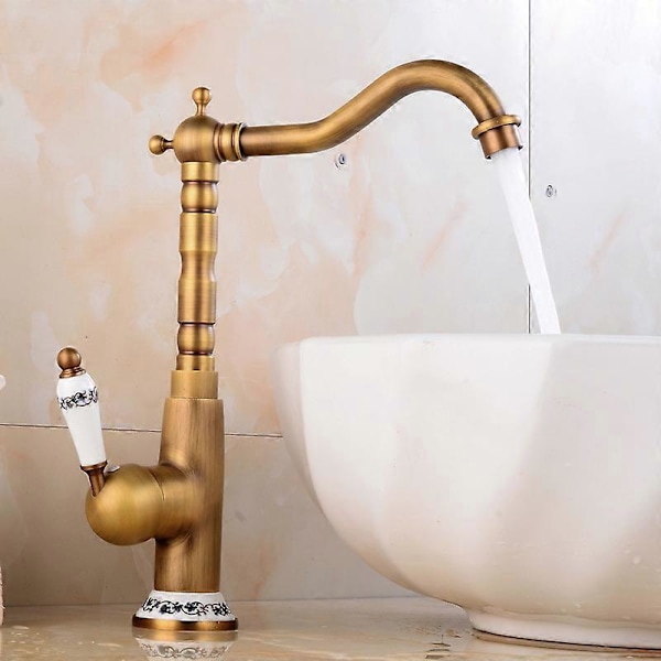 Badrumsblandare, Retro Mässing Handfat Blandare, Modern Handfat Blandare med Hållbar Koppar Kropp Design och