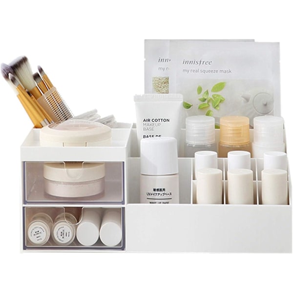 Multifunktionelt skrivebordsarrangør, Makeup Opbevaring til øjenskygger, concealere, pudder, neglelak, 9.65x 4.8x 3.67