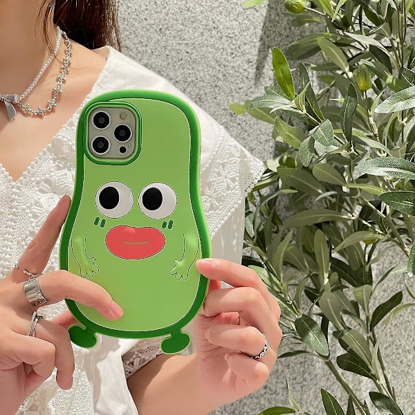 Iphone 14 Cover Kawaii Telefoncovers, søde 3D Tegneserie Cool Avocado Med Pølse Mund Blød Silikon Stødsikker Beskyttende Cover Sjovt Til Kvinder Piger