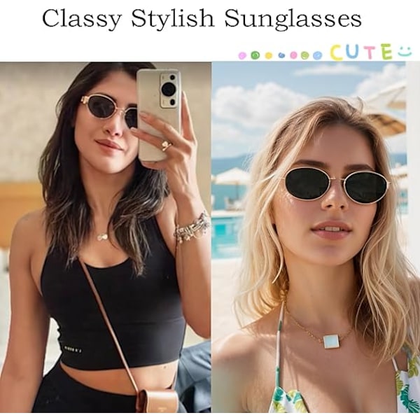 Soikeat aurinkolasit unisex - Vintage-aurinkolasit klassinen metallikehys polarisoidut UV400-suoja