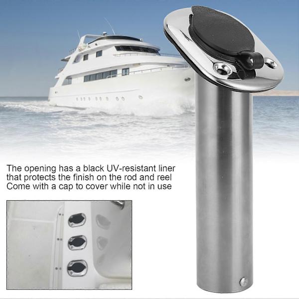 Rustfrit Stål Flush Mount Stang Holder 30 Grader med PVC-Foring og Låg til Båd Yacht