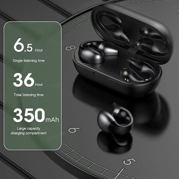 Öronklämma Benledning Hörlurar Bluetooth 5.3, Smärtfri Trådlös Öppen Öronklämma, Vattentät Mini Sport Löpning Örhänge Hörlurar, Brusreducerande