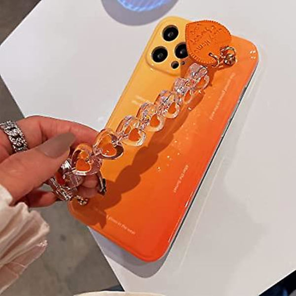 Gradient-etui Kompatibelt med iPhone 12 Pro Max med innebygd søt hjerteholder, fargerikt og friskt telefondeksel designet for kvinner og jenter