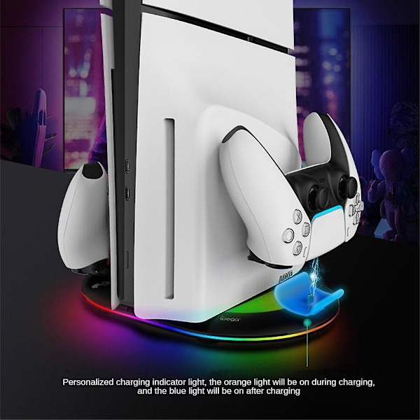 RGB-pystyteline PS5 Slim -pelikonsolille, vakaalla värillisellä LED-pohjalla, pelikonsolin teline, pelikonsolin pohja, pelivarusteet