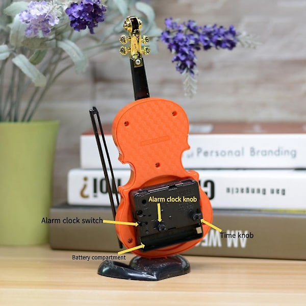 SAYTAY Sovrumsväckarklocka, Mini Violin Väckarklocka, Student Heminredning Skrivbords Klocka