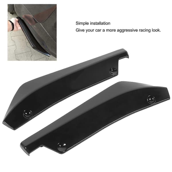 2 stk. Bagagerumslæbe Diffusor Spoiler Anti-Ridse Beskytter Glans Sort Universal til Bil