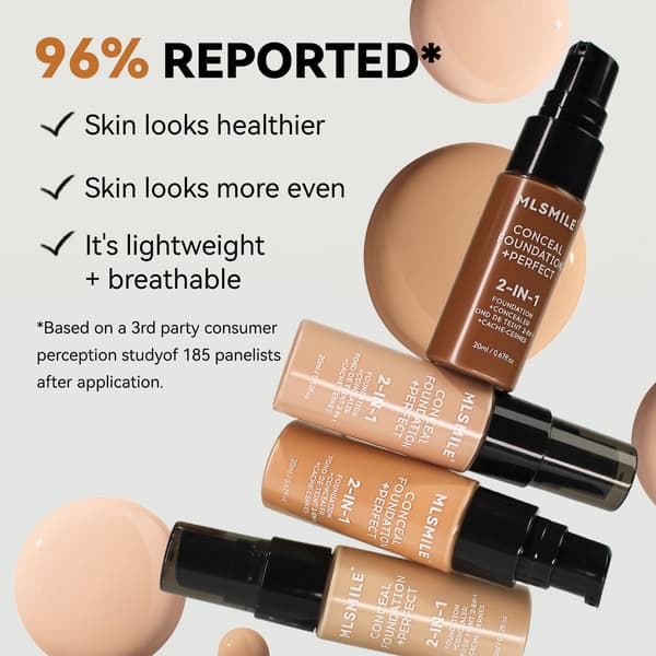 MLSMILE Matt Foundation - Felfri, Oljekontrollerande, Primer & Concealer 2