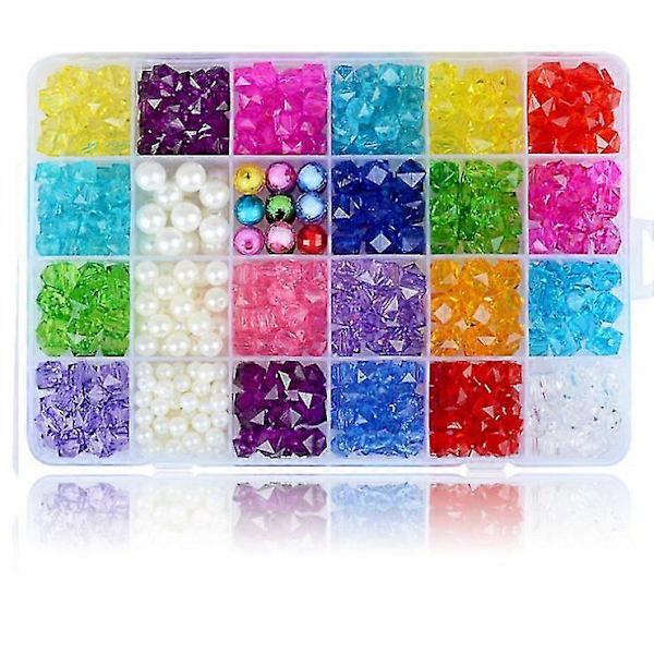 24-gridigt akryl-pärlor, barns pärlspel, DIY handgjort armband