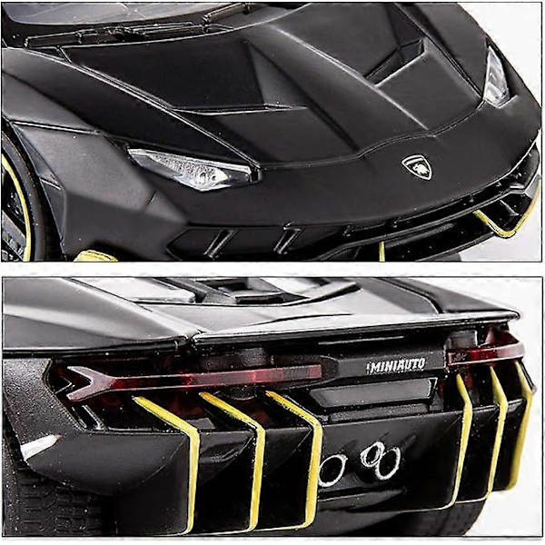 Yhteensopiva 1:32 Lamborghini LP770 -automallin lelu lapsille, ääni- ja valotoiminto, vetävä takaisin, sinkkiseoslelut pojille ja tytöille (musta)