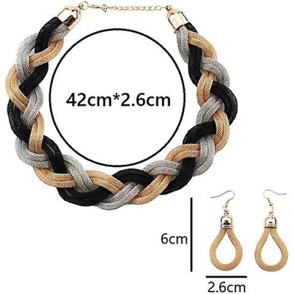 Mmonesu Guld Sort Statement Halskæde, Flettet Hul Kabel Stor Bib Choker Krage, Chunky Choker National Tribal Halskæde Kjole Prom Smykker Til Kvinder
