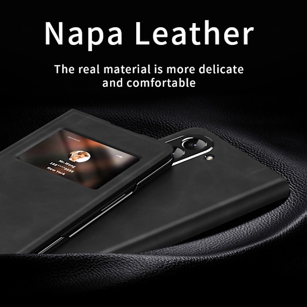 Z Fold 5 Etui, Luksuriøs Nappa Læder Vindue-design Overflade Cover Til Samsung Galaxy Z Fold 5 5g 2023, Fuld Beskyttelse