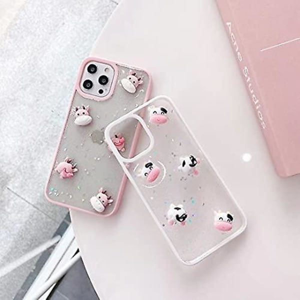 Telefondeksel for iPhone XS Max, Jenter Kvinner Morsom Søt 3D Liten Ku Hode Butt Dekorasjon Myk TPU Silikon Gummi Glitter Transparent Deksel Case Full