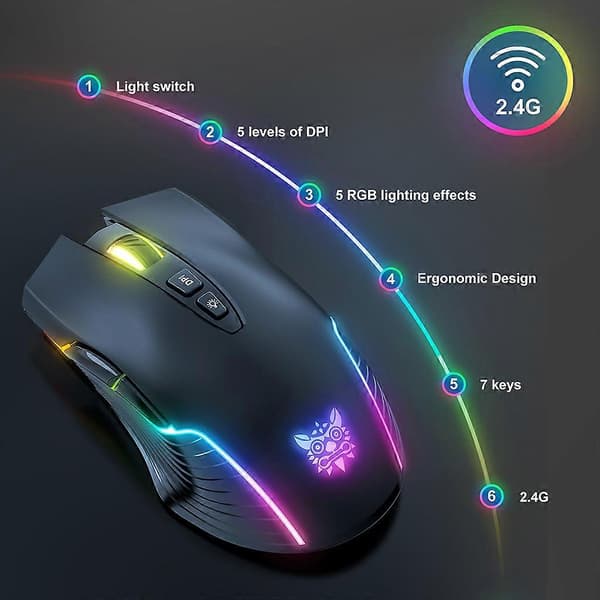 Trådløs Optisk Mus Cool Sort/Pink Mus USB Optisk Mini 3000dpi Bærbar
