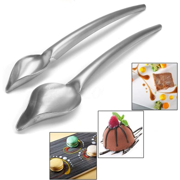 2 kappaletta Culinary Precision Drawing Decorating Spoon Set Ruostumaton teräs Culinary Specialty Tools for Plates Decorating
