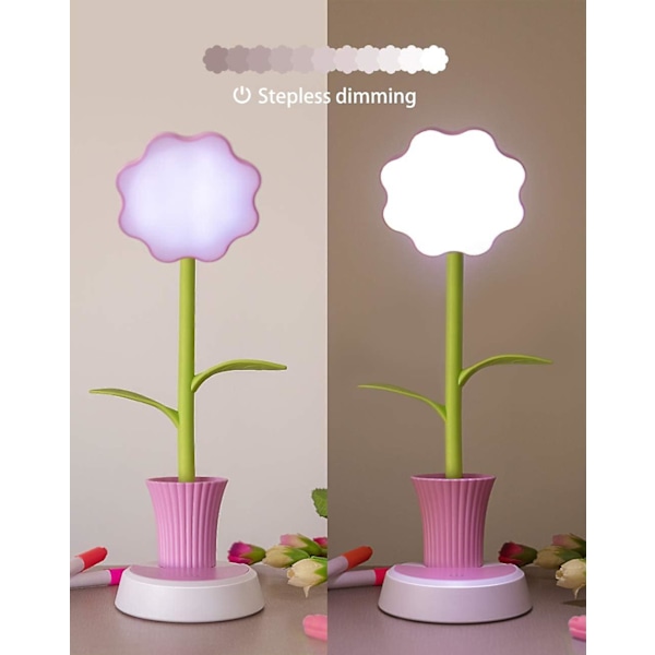 Børnelampe, LED skrivebordslampe med berøringsstyret dæmpning, fleksibel USB-opladelig skrivebordslampe, øjenvenlig for børn