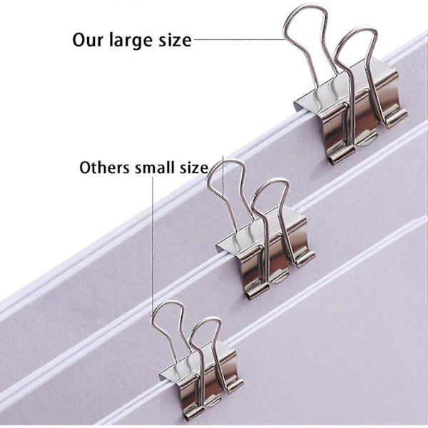 Ekstra Store Binderclips 1,25 Tommer (20 Pak), Store Papirklemmer til
