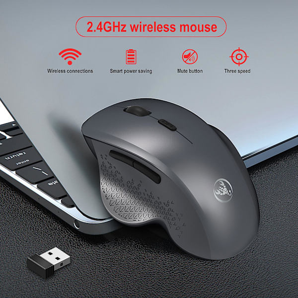 2,4G Trådløs Mus, Stille Vertikal Mus, Ergonomisk Design, Egnet For Datamaskin Kontor