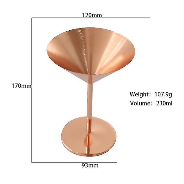 Martiniglas i Rustfrit Stål - Metal Martini Glas til Udendørs - Med Stilk til Ferie og Bryllup - 1 stk
