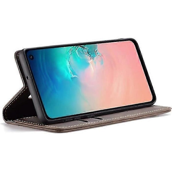 Samsung Galaxy S10e Etui med Magnetisk Læder Flip Foldbar Stativ Stødsikker CoffeeY