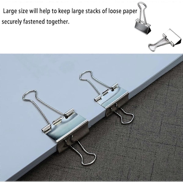 Ekstra Store Binderclips 1,25 Tommer (20 Pak), Store Papirklemmer til