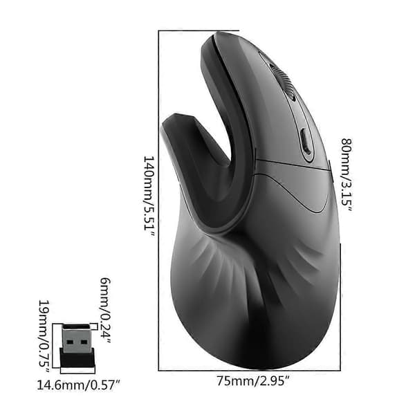 2.4G Ergonomisk Lodret Trådløs Optisk Mus til Håndleddet USB til Laptop PC