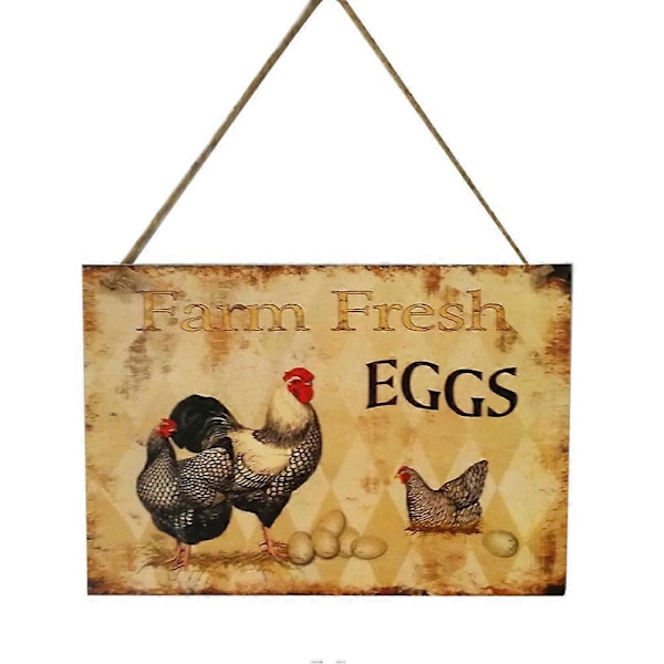Färskäggsskylt i trä, retro, vintage, lantlig heminredning, bondgård, rustik skylt (FARM FRESH EGGS 3)