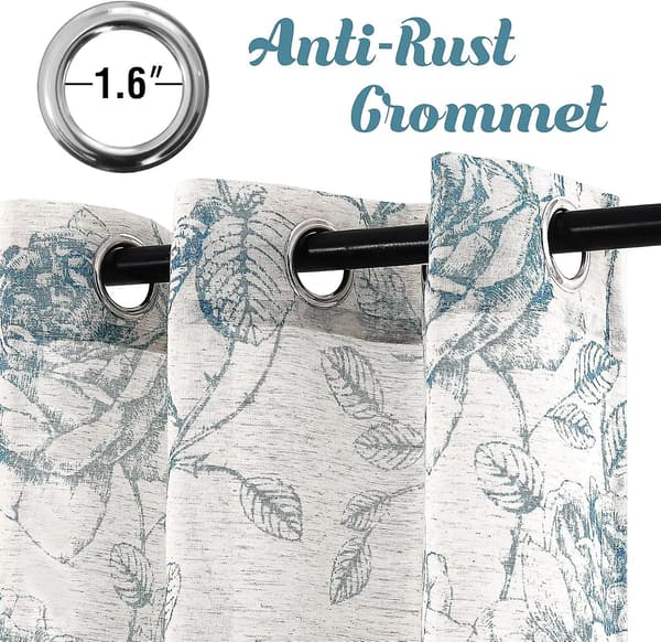 Linenblandede Gardinpaneler til Stue/Lysreducerende Linen Sheer Gardiner 54 tommer Længde 2 Paneler Sæt