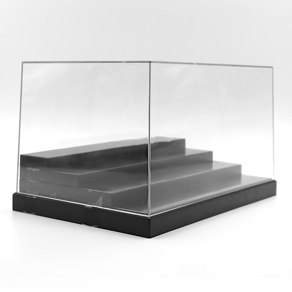 Dammsäker 4-stegs Displaybox i Akryl med Svart Bas, Passar Animefigurer, Dockor, Byggklossar, Modellvisning B
