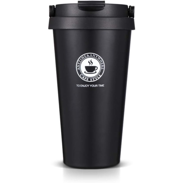 Coffee Mug Food Grade Stainless Steel Coffee Mug with Lid - 500ML Double Wall Insulated Coffee Mug Healthy Choice BPA Free (Black)