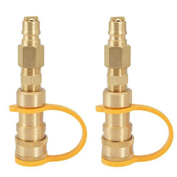 2 stk. 3/8 tommer Naturgas Hurtigkobling Messing Propan Adapter Fitting til LP Gas Propan Slange Hurtig