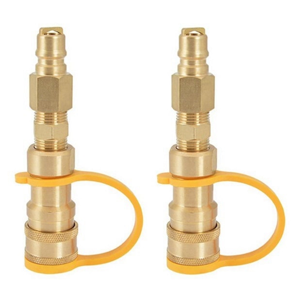 2 stk 3/8 tommers Naturgass Hurtigkobling Messing Propan Adapter Tilkobling For LP Gass Propan Slange Hurtig