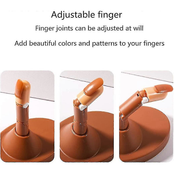Nagelträningspraktikhand - Nageldisplay Manikyrtillbehör, Flexibla Rörliga Falska Modellhänder för Naglar Manikyr, Bästa Manikyr (1st, Brun)