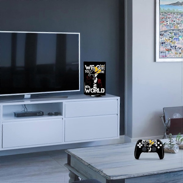 Kamuflasje Full Set Skin Decal Konsoll Disk Edition Anime, Klistremerke Vinyl Decal Deksel for PS5 Skin Disk Edition Versjon Konsoll og Kontroller Fjernkontroll