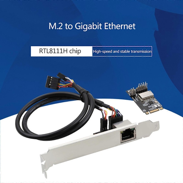 M.2 B-Key / M-Key till PCI-E Gigabit Ethernet 1000 Mbps Trådbunden Nätverksadapter RJ45 Ethernet Adapter RTL8111H Chip LED för Dator