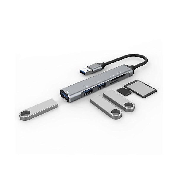 USB-hub 3.0 USB-A-hubsplitter 5 portar USB3.0 med TF/SD-kortläsare Hög hastighet dataöverföring för bärbar dator B
