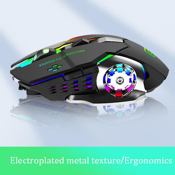 Professionel 3600dpi Trådløs Gaming Mus Led Lys Natglød Mekanisk Mus 6 Knapper Med Rgb Baggrundsbelysning Justerbar Usb Mus