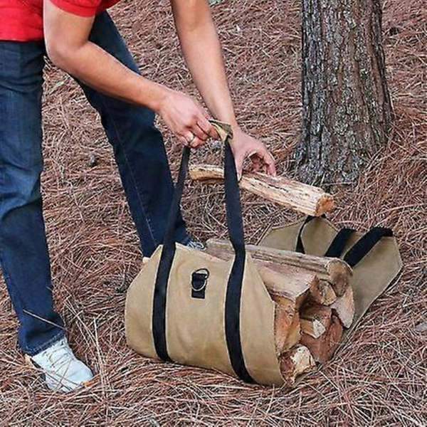 Canvas vedkorg. Stor kapacitet vedförvaringsväska. Använd för verktyg, picknick, camping, packning, barnleksaker, husdjur, etc.